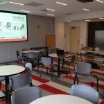 lunch area projector and screens