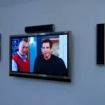 Installed LED TV and surround sound speakers